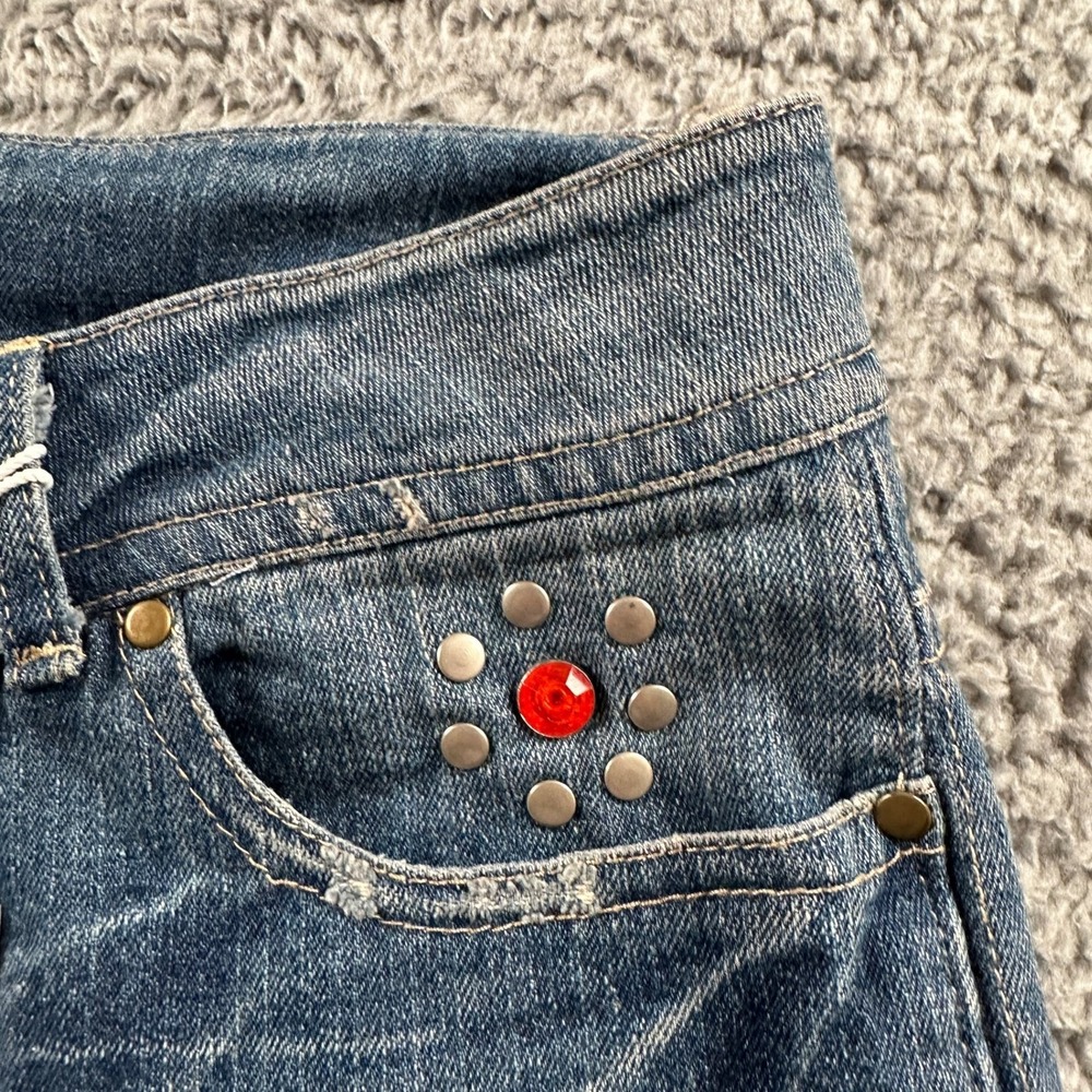 Reformation Vintage Denim Cutoff Shorts Womens 28 Oak Distressed Studded - Picture 3 of 11
